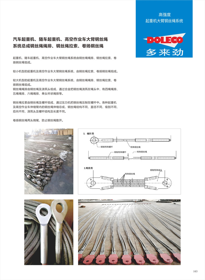wire rope system for cranes