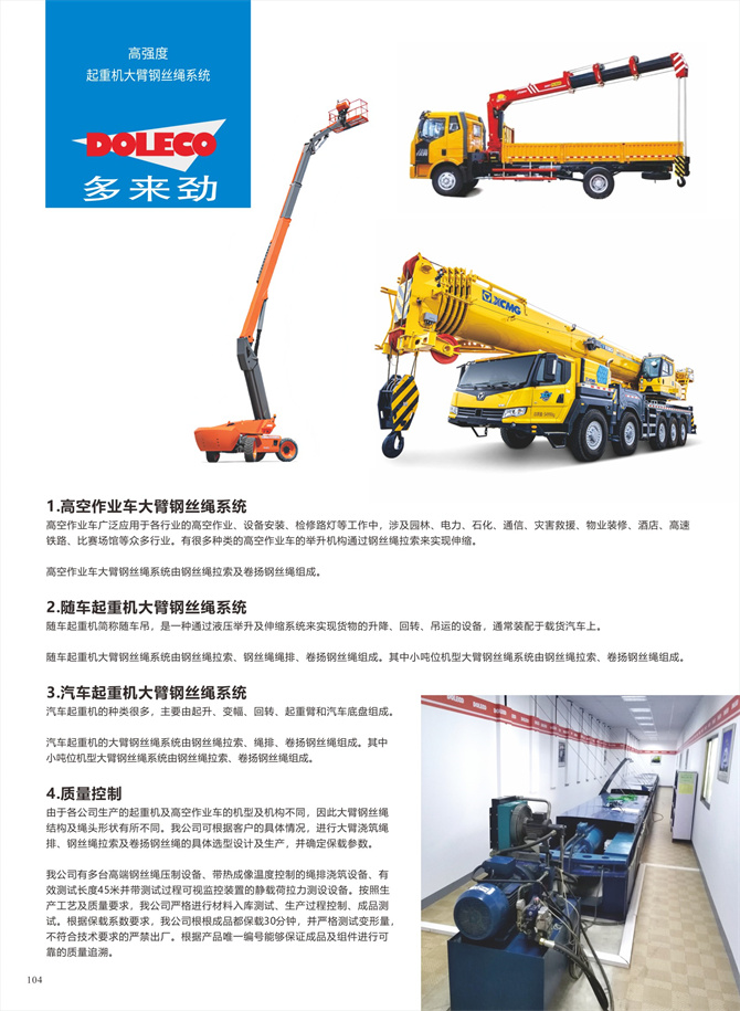 wire rope system for cranes