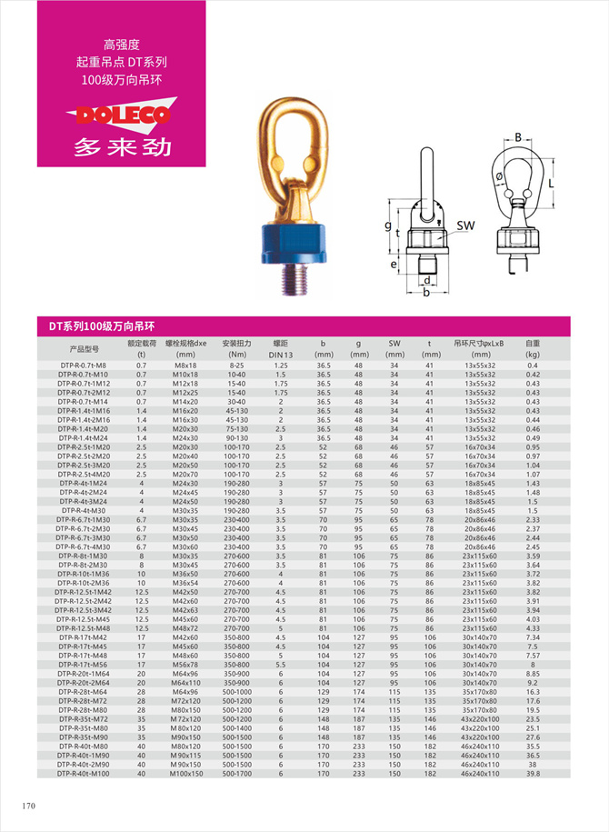 Grade 80-100 universal lifting rings
