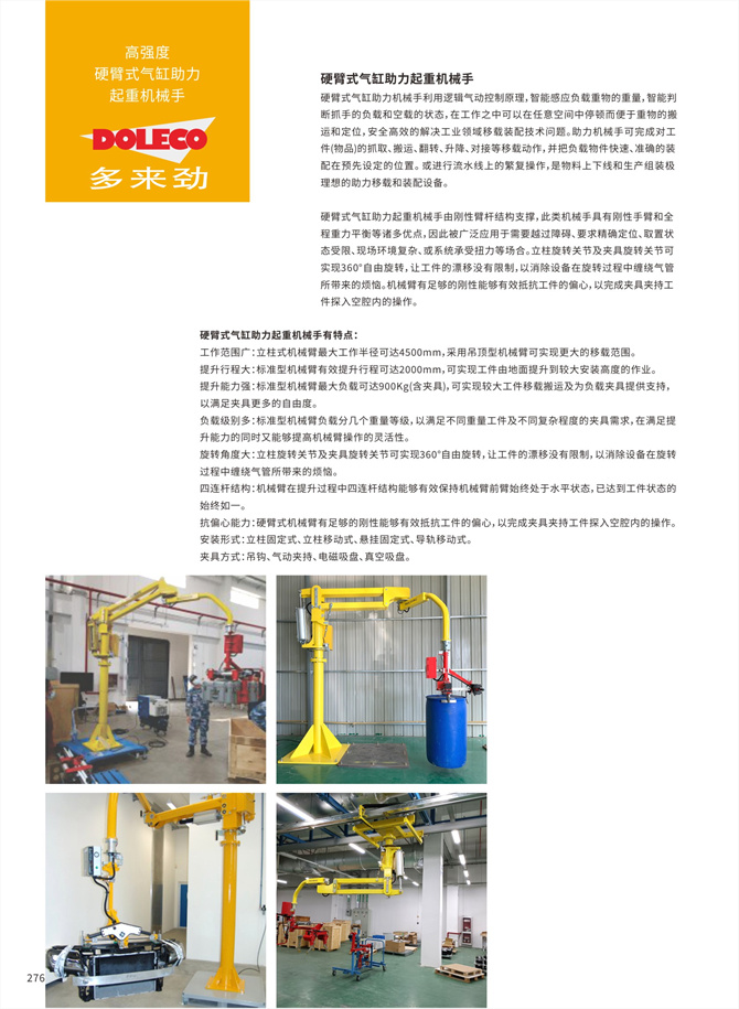 Cylinder balance assisted workstation crane manipulator