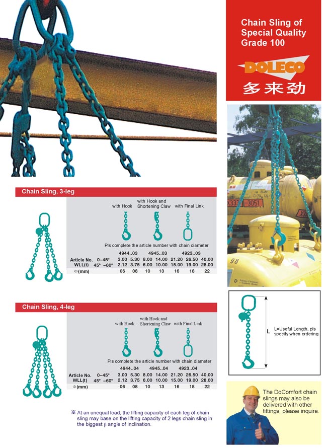 Grade 100  chain slings
