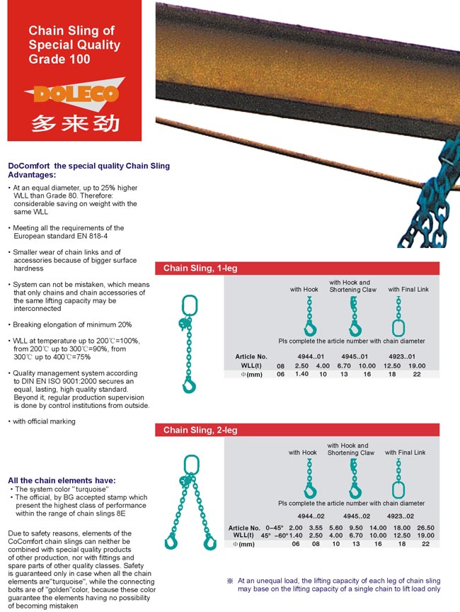 Chain Slings Grade 100